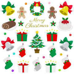 Fototapeta premium クリスマスシーズン用のデコレーションアイテム かわいいバラエティセット