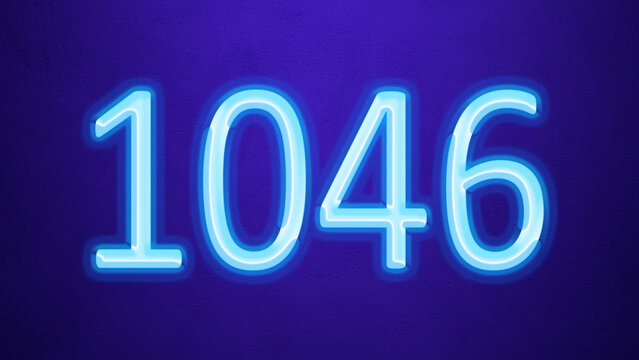Glowing blue number design of 1046 on blue background.
