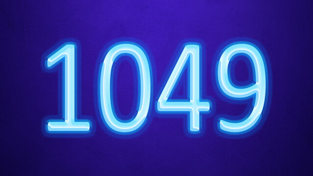 Glowing blue number design of 1049 on blue background.