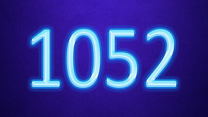 Glowing blue number design of 1052 on blue background.