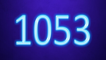 Glowing blue number design of 1053 on blue background.