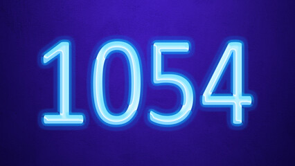 Glowing blue number design of 1054 on blue background.
