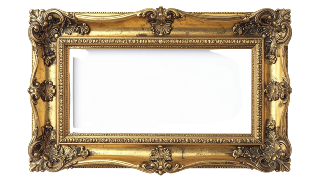 Ornate Golden Picture Frame with Intricate Carvings 8.