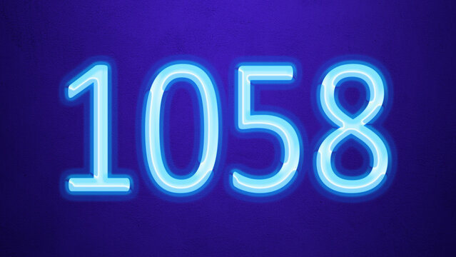 Glowing blue number design of 1058 on blue background.