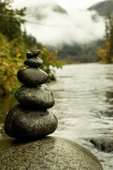 zen stones on the river
