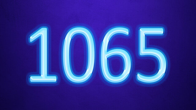 Glowing blue number design of 1065 on blue background.