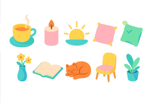 Relaxation and wellness 3d icon set. Spa, meditation, and self-care collection.