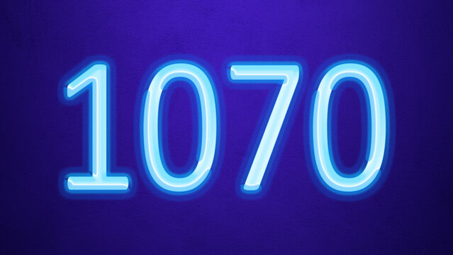 Glowing blue number design of 1070 on blue background.
