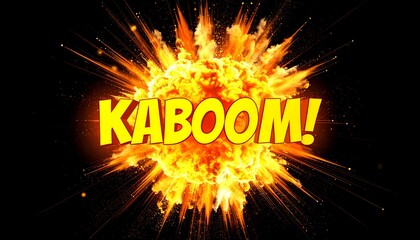 A vibrant, exploding comic book effect with bright orange and yellow hues, against a stark black backdrop