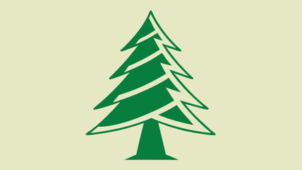 Illustration of a stylized green christmas tree with branches on a light yellow background