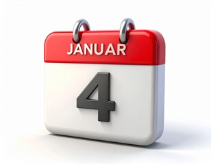 3d calendar icon with number 04 isolated on