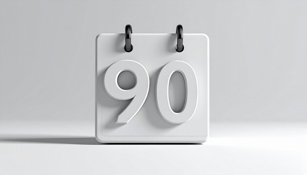 3d calendar icon with number 90 isolated on