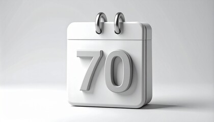 3d calendar icon with number 70 isolated on