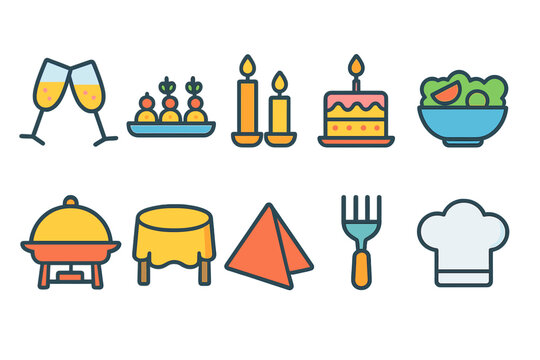 Culinary, dining icon set. Food, restaurant, outline icons perfect for menus and plans".