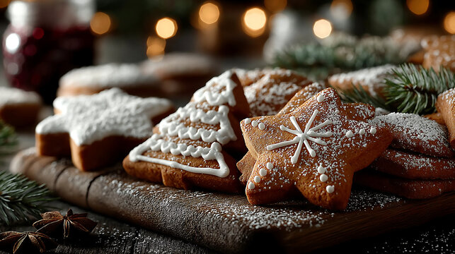Christmas cookies gingerbread star tree holiday baking food photography