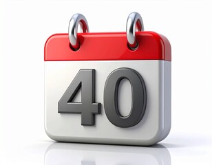 3d calendar icon with number 40 isolated on