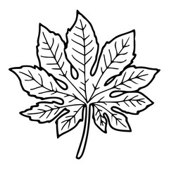 detailed lobed leaf vector outline illustration