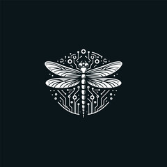 Dragonfly tech logo vector icon illustration style