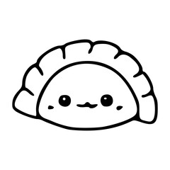 cute kawaii dumpling line art icon