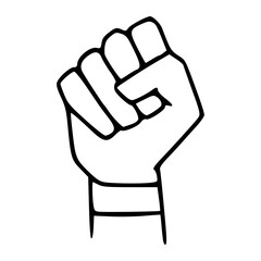 raised fist line art symbol of power and solidarity