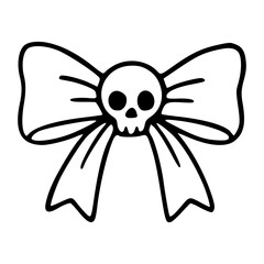 creepy cute spooky bow with human skull center