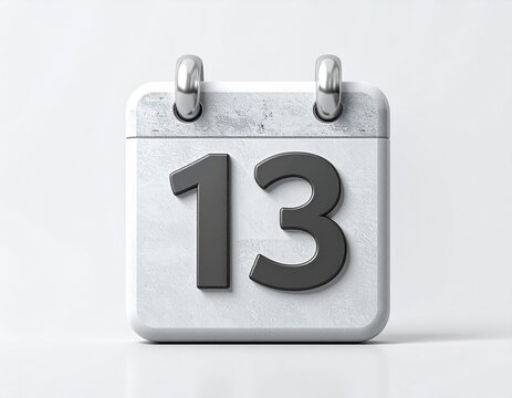 3d calendar icon with number 13 isolated on