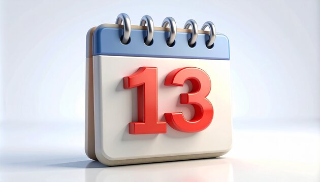 3d calendar icon with number 13 isolated on - Powered by Adobe