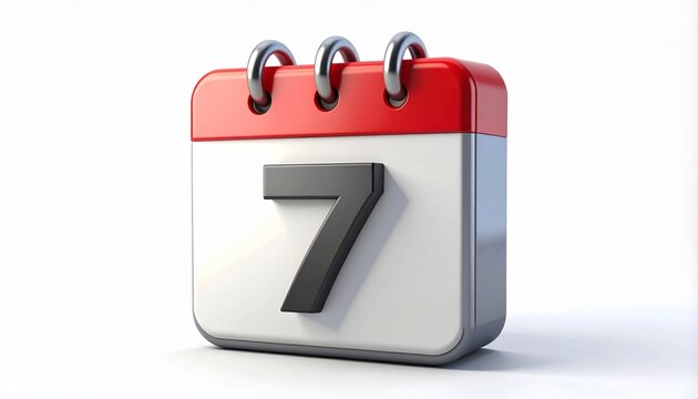 3d calendar icon with number 7 isolated on - Powered by Adobe