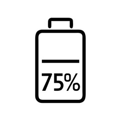 A battery icon displaying 75% charge, symbolizing power level