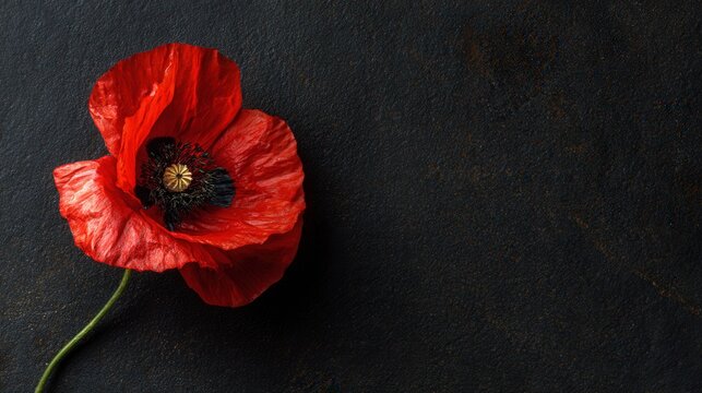 Remembrance poppy symbol for Memorial Day and honoring sacrifice