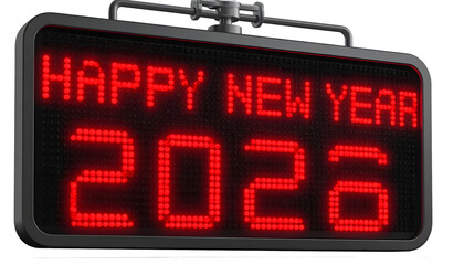 black sign the words Happy New Year 2026