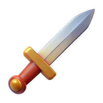 Style 3D Sword Icon with Golden Hilt on transparent background