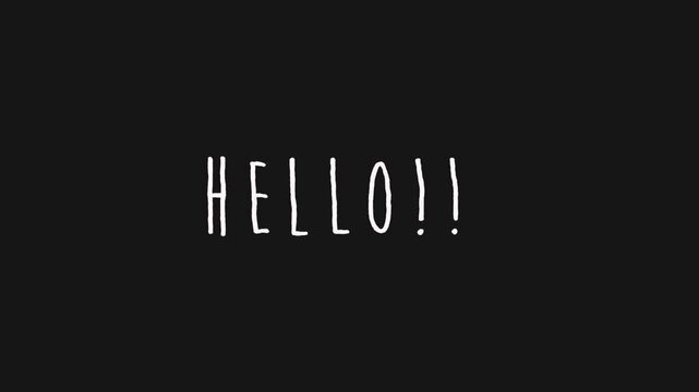 Animation text HELLO with wiggle text on black background