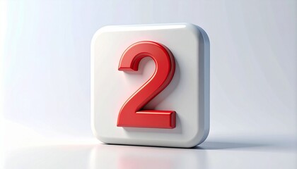 3d calendar icon with number two isolated on white background