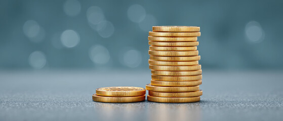 Elevated Savings Stacked Coins Representing Financial Growth