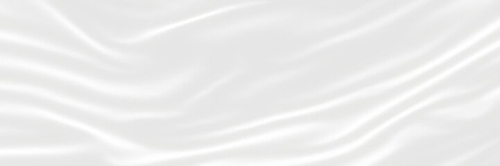 White wavy cloth  background. Rippled fabric wave