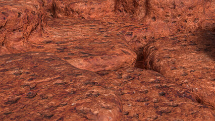 Detailed Close Up of Rough Brown Rock Surface 3d render.