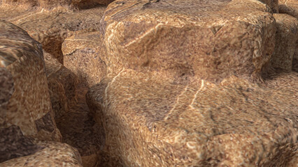 Natural Beige Rock Surface Texture Close Up 3d render.