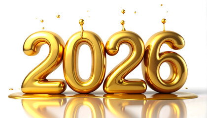 3D gold with the words Happy New Year 2026