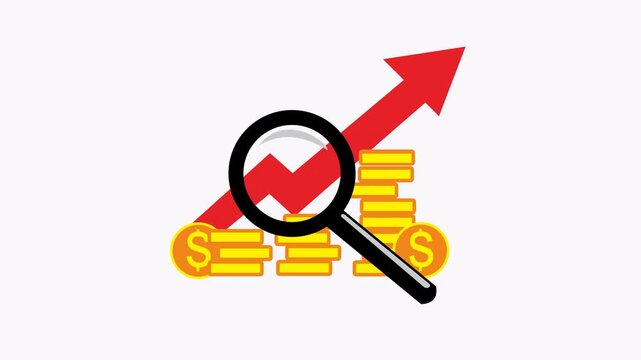 Represents financial analysis with a rising arrow and coins. Financial success visualized with a rising arrow and coins for presentations, reports, website banners, social media posts, and infographic - Powered by Adobe