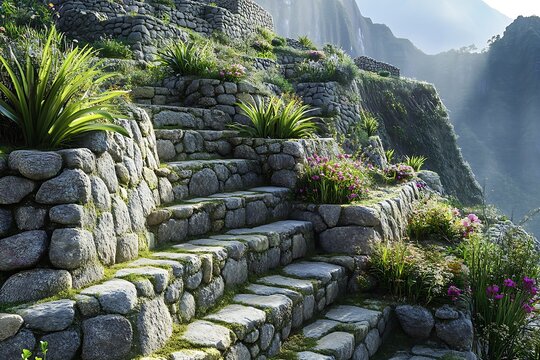 Exploring the intricate stone steps and retaining walls of ancient agricultural terraces at the historic Inca citadel