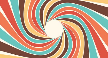 Colorful retro swirl pattern with curved stripes  background art