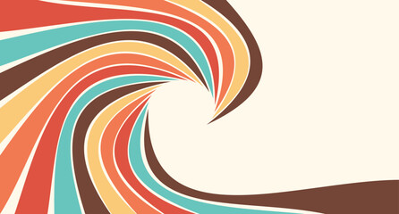 An abstract retro style swirl with curved colorful stripes back ground design art