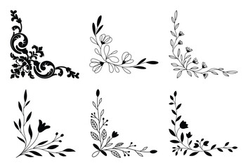 Elegant collection of decorative corner elements: floral, botanical, and classic ornate.