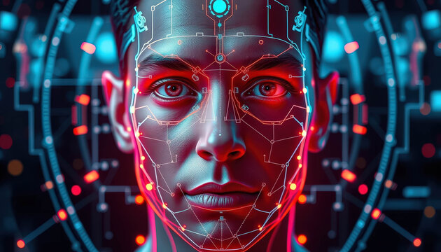 Artificial intelligence facial recognition technology security biometric scan
