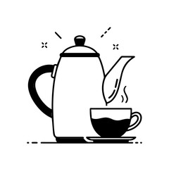 Steaming Hot Beverage in a Teapot and Cup Icon