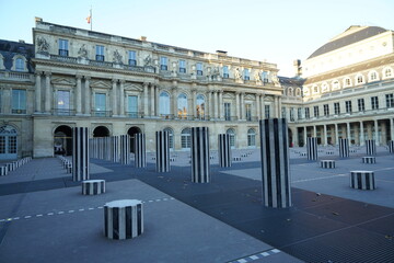 Parisian Courtyard-classical architecture and ornate details. The courtyard is adorned with modern...