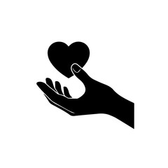 Heart in Hand A Symbol of Love, Care, and Generosity, Expressed Through Simple Silhouette