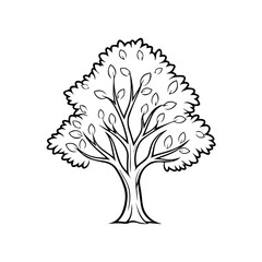 Detailed illustration of a tree featuring leaves and branches, perfect for various design projects and educational materials