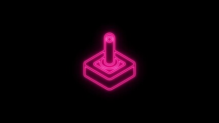 Pink Neon Retro Joystick Icon on Black Background vintage - Powered by Adobe